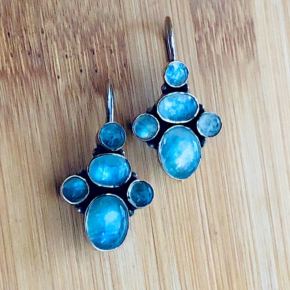 $42 Estate Moonstone Earrings Sterling Silver Marked 925